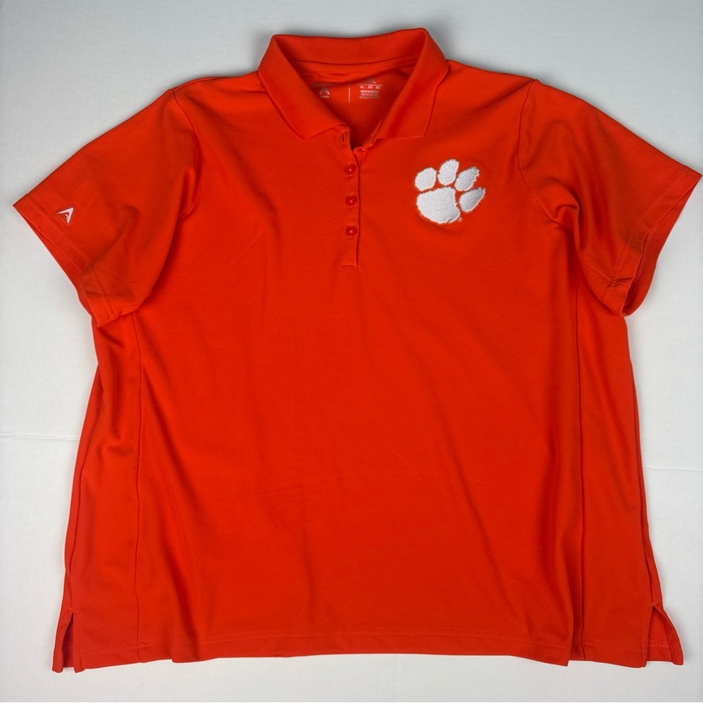 Clemson Tigers Antigua Women 3XL Polo Shirt Orange White Paw Embroidered